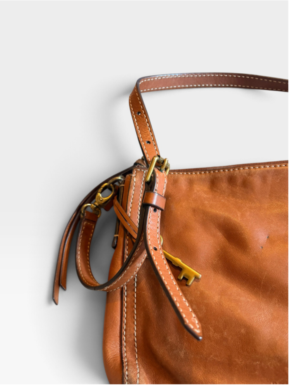 Fossil Emma Brown Leather Crossbody Bag Purse - Picture 4 of 7
